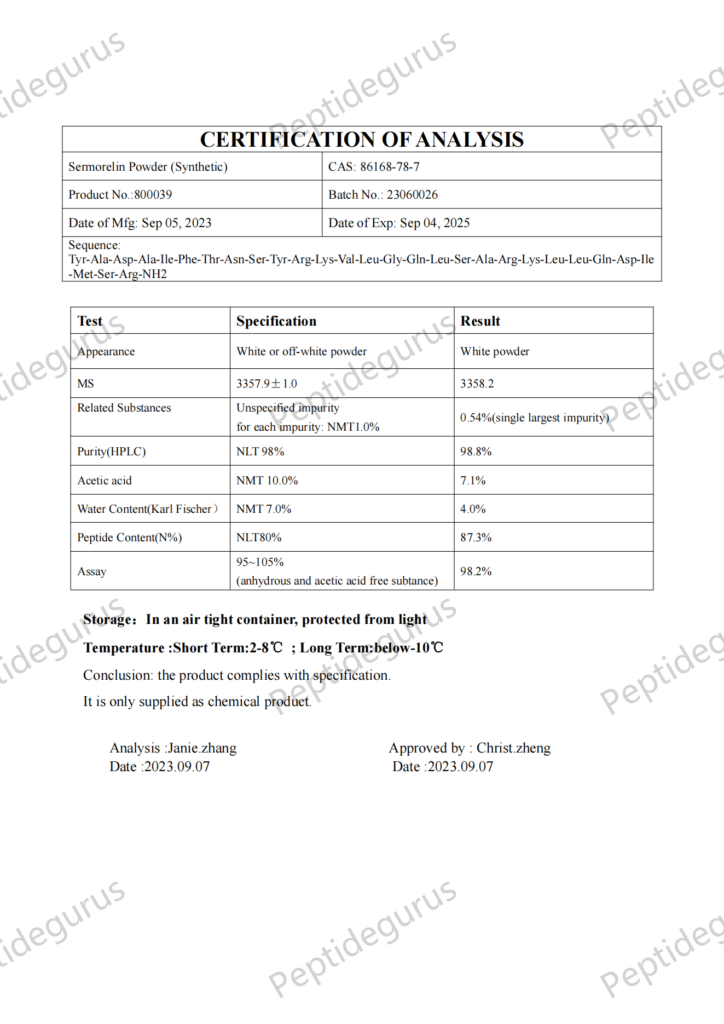 800039 COA 23060026 - 86168-78-7_00 Sermorelin vs. Sermorelin Forte: A detailed comparison