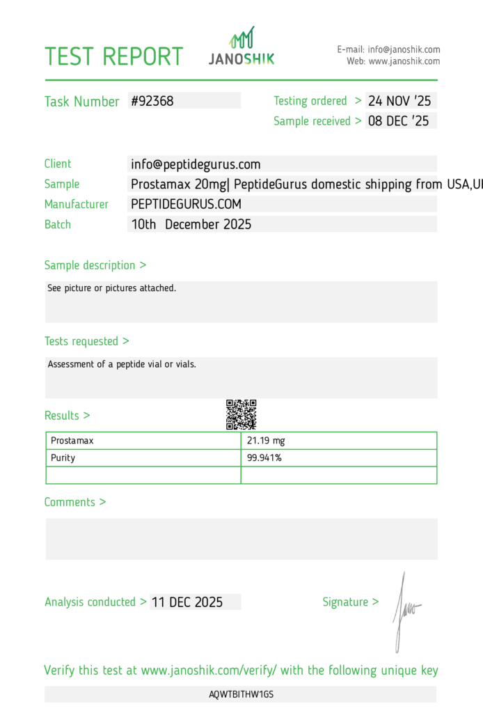 Test Report # PROSTAMAX 20MG