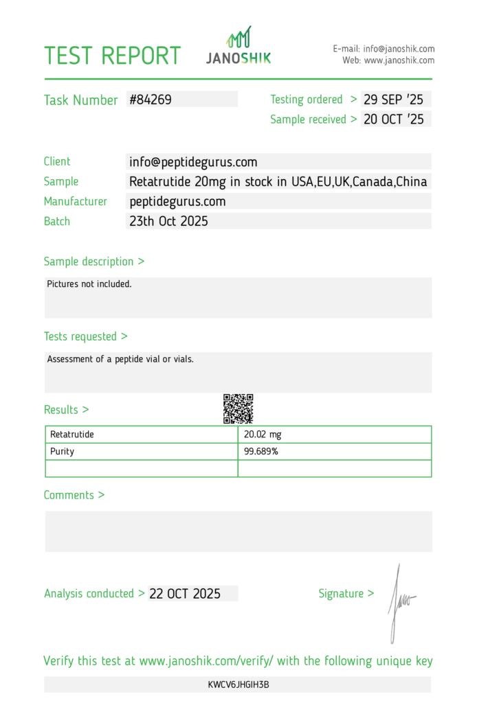 Test Report Retatrutide 20mg Oct 2025